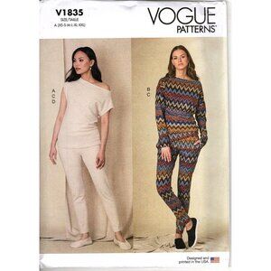 Vogue V1835 Misses XS to XXL Lounge Top, Pants and Slippers Uncut Sewing Pattern